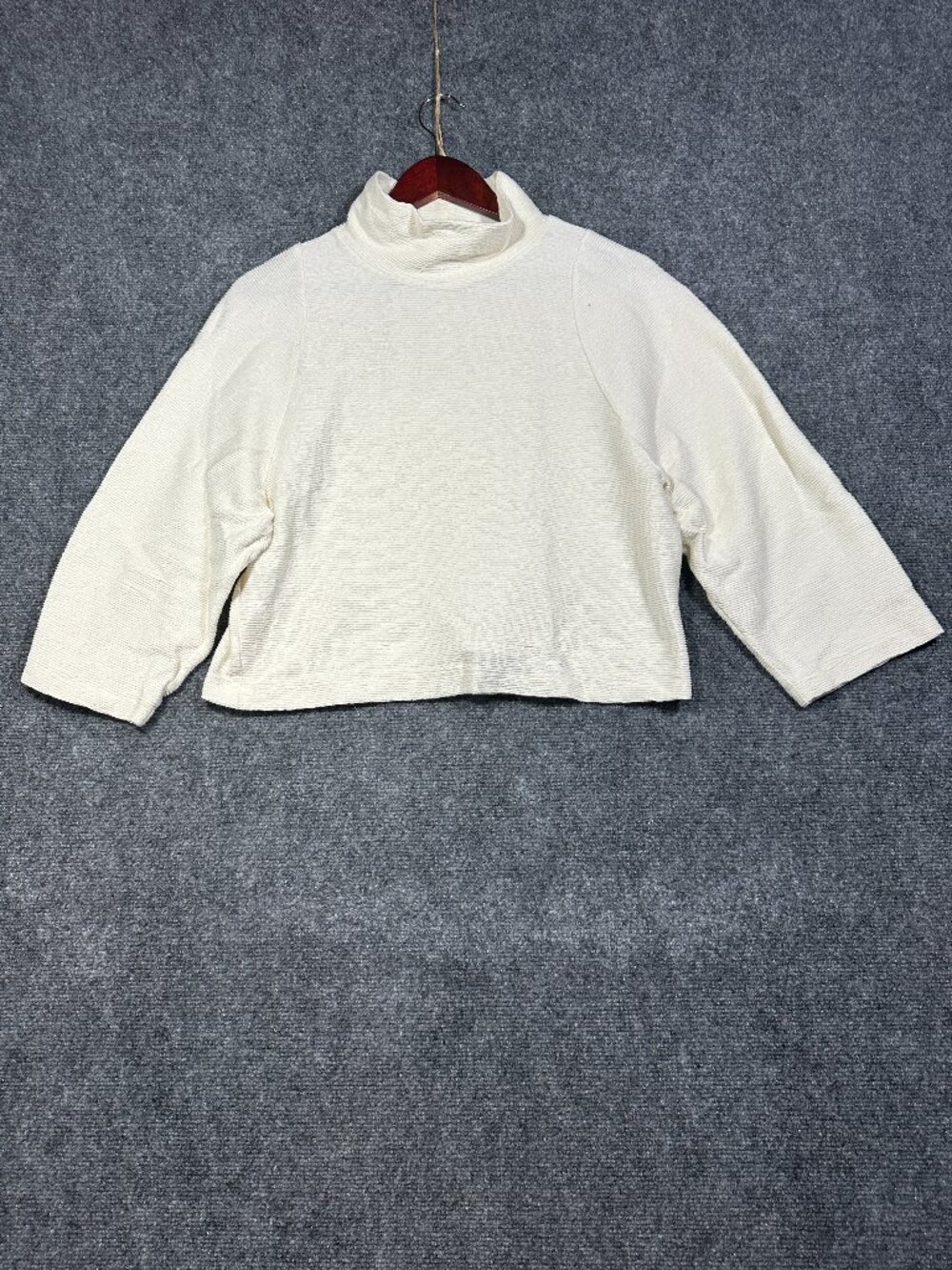 Madewell Texture & Thread Sweater Womens Small Mockneck Ivory Cotton Crop Top